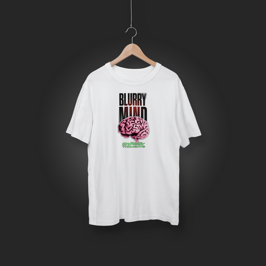 Blurry Mind Graphic Oversized T shirt (Blank white)