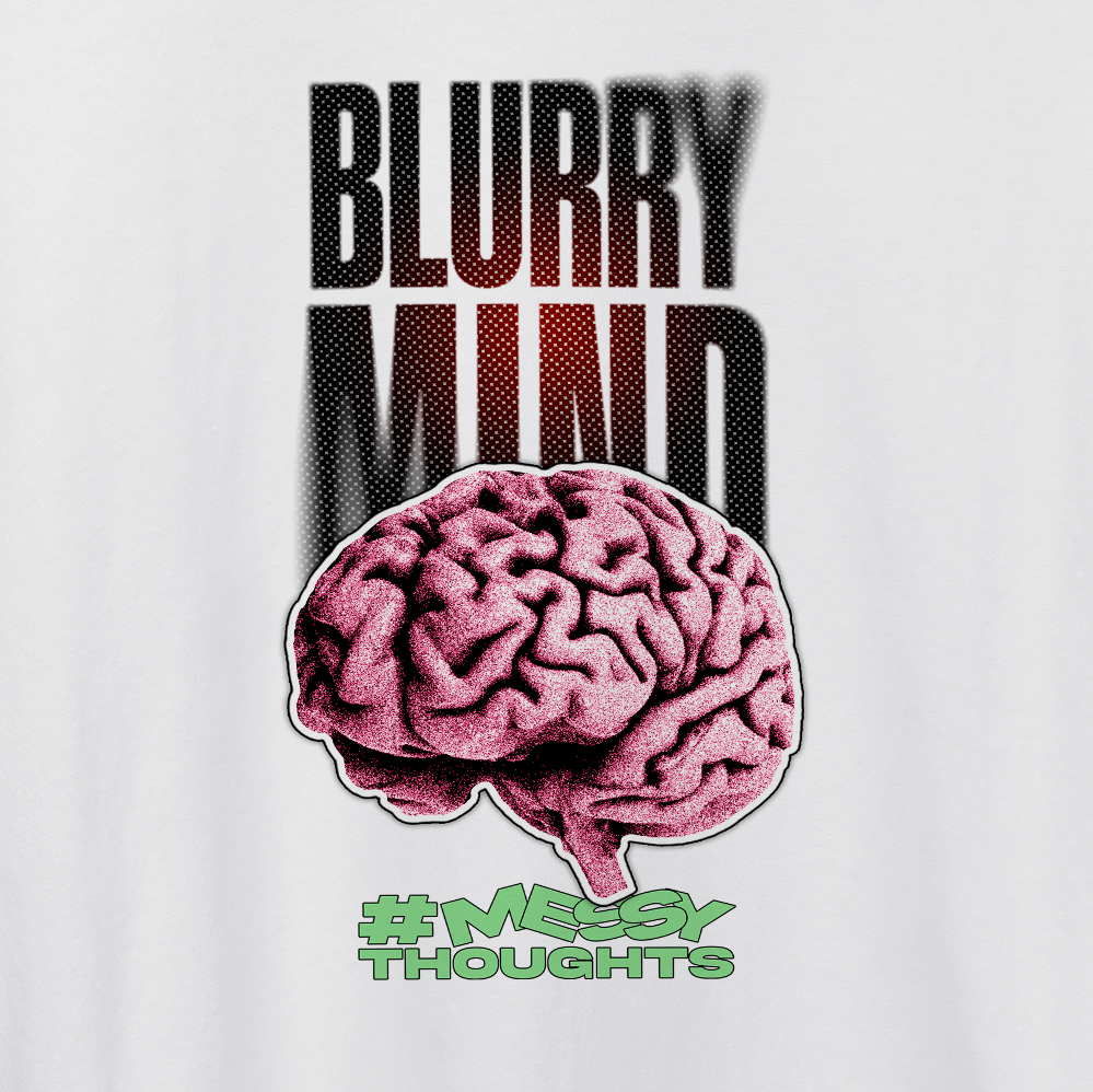 Blurry Mind Graphic Oversized T shirt (Blank white)