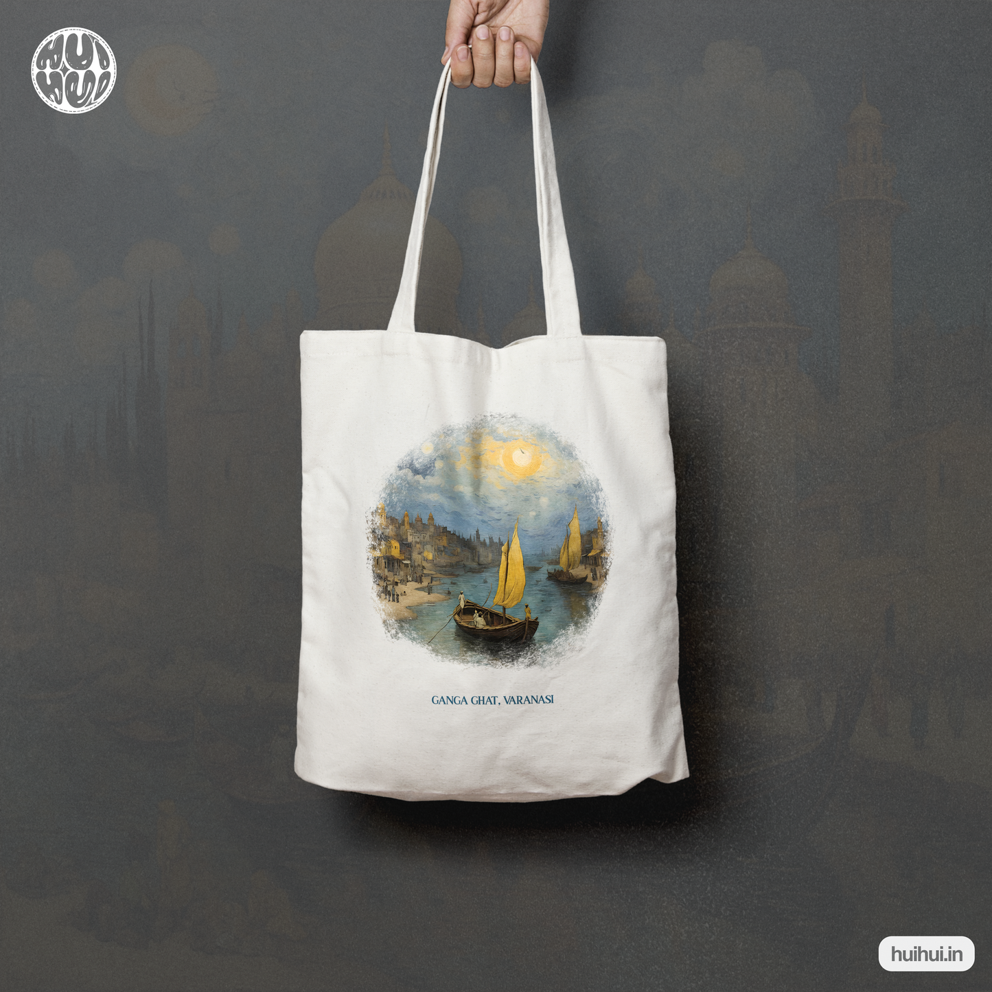 Ganga Ghat in starry night (Totebag) by huihui