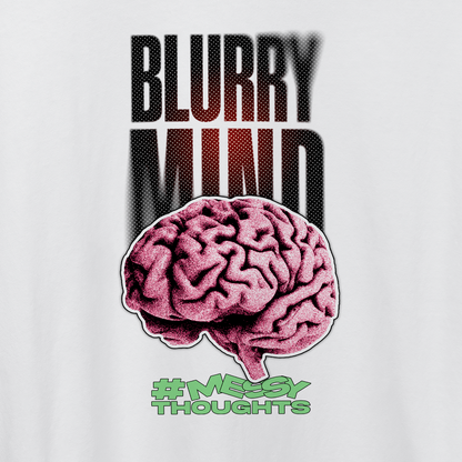 Blurry Mind Graphic Oversized T shirt (Blank white)